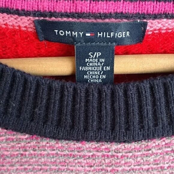 Tommy Hilfiger Sweater Red Navy Striped Knit Sweater - S - Picture 3 of 8
